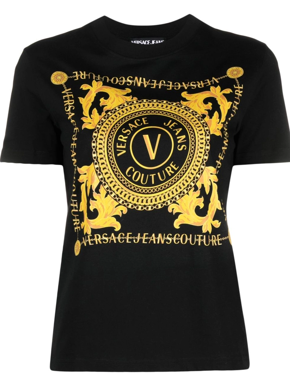 Cheap Logo Couture Women Versace Couture-print T-shirt Jeans 0627